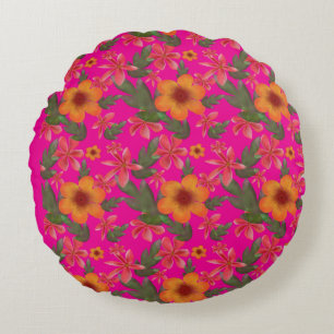 Naadloos Bloemmotief Rode Bloemen Lieflijke Botani Rond Kussen