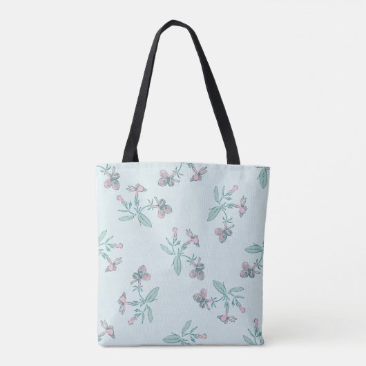 Naadloos Bloemmotief Tote Bag (Achterkant)