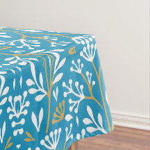 Naadloos bloemmotief: Wit en Goud op Blauwe achter