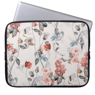 naadloos bloemontwerp met lichte achtergrond laptop sleeve