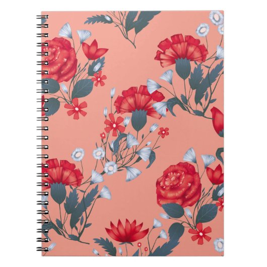 Naadloos  bloemontwerp met rozen. notitieboek (Voorkant)