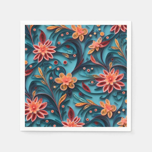 Naadloos bloempapieren Papierpatroon Napkin Servet (Voorkant)