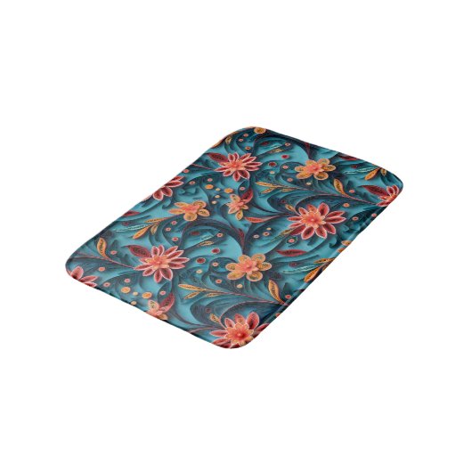 Naadloos bloempapieren patroon Bath Mat (Gekanteld)