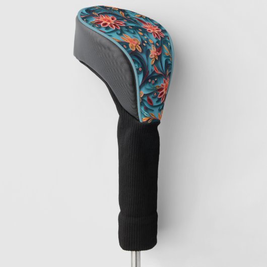 Naadloos bloempapieren patroon Golf Head Hoesje Golfheadcover (Schuin)