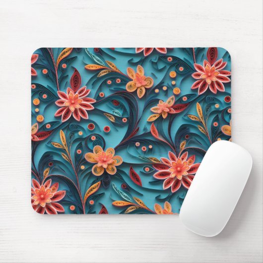 Naadloos bloempapieren patroon Mousepad Muismat (Met muis)