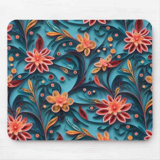 Naadloos bloempapieren patroon Mousepad Muismat (Voorkant)