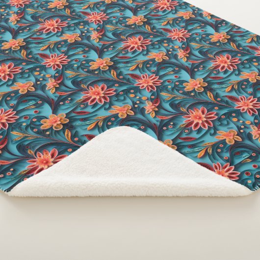 Naadloos bloempapieren patroon Sherpa Blanket Sherpa Deken (3/4)