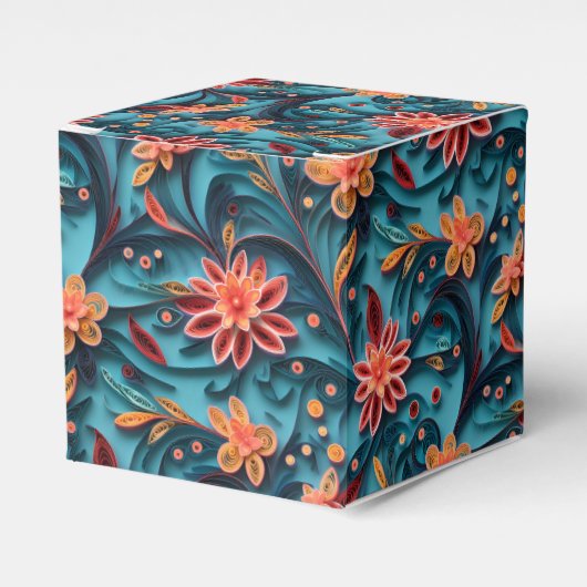 Naadloos bloempapieren patroon voor doos bedankdoosjes (Voorkant Zijde)