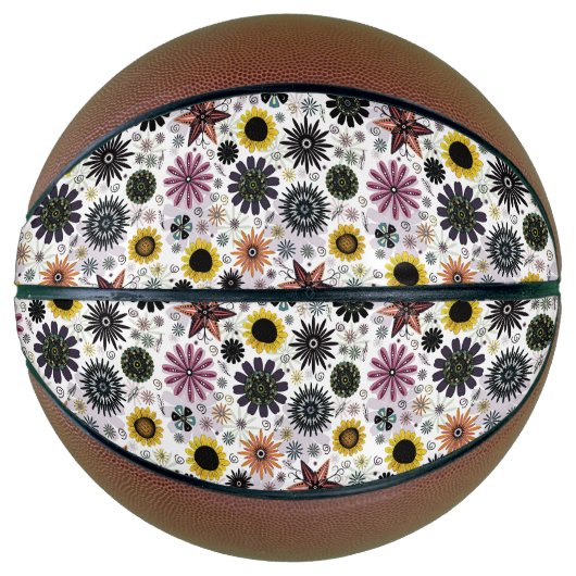  naadloos bloempatroon bevestigen basketbal (Voorkant)