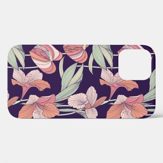 Naadloos bloempatroon, bloem, orchid, moder Case-Mate iPhone case (Achterkant (horizontaal))