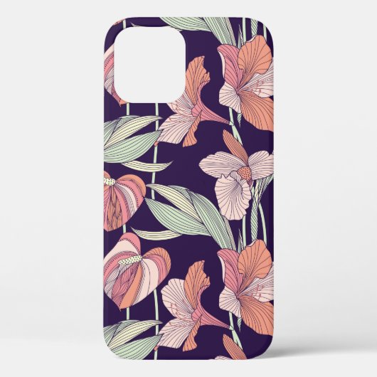 Naadloos bloempatroon, bloem, orchid, moder Case-Mate iPhone case (Achterkant)