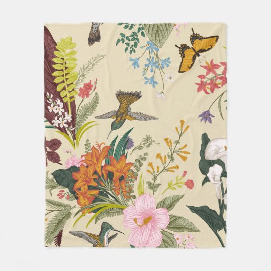naadloos bloempatroon. Exotic fl Fleece Deken (Voorkant)