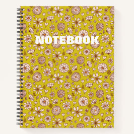 Naadloos bloempatroon geel notitieboek