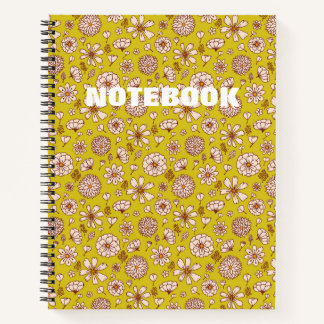 Naadloos bloempatroon geel notitieboek