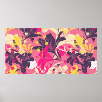  naadloos bloempatroon. Gordijnontwerp. M Poster