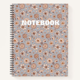 Naadloos bloempatroon Grijs Notitieboek