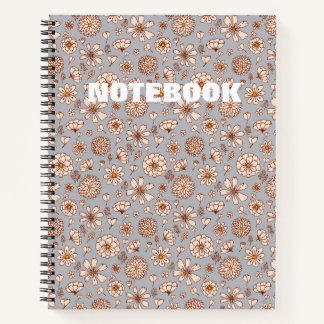 Naadloos bloempatroon Grijs Notitieboek