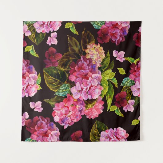 Naadloos bloempatroon. Hydrangea op een donker Wandkleed (Voorkant (horizontaal))