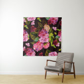 Naadloos bloempatroon. Hydrangea op een donker Wandkleed (In Situ (horizontaal))