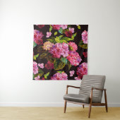 Naadloos bloempatroon. Hydrangea op een donker Wandkleed (In situ)