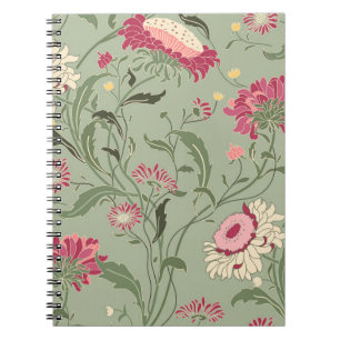 Naadloos bloempatroon in folklstijl met wildflo notitieboek