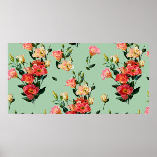 Naadloos bloempatroon in victoriaanse stijl. Boeke Poster