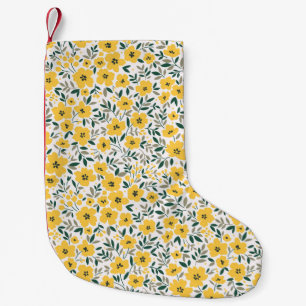 Naadloos bloempatroon, kleine gele bloemen. Wh Kerstsok