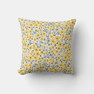Naadloos bloempatroon, kleine gele bloemen. Wh Kussen