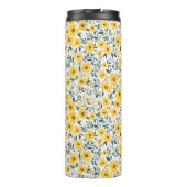 Naadloos bloempatroon, kleine gele bloemen. Wh Thermosbeker (Achterkant)