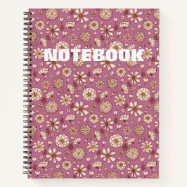 Naadloos bloempatroon maroon notitieboek