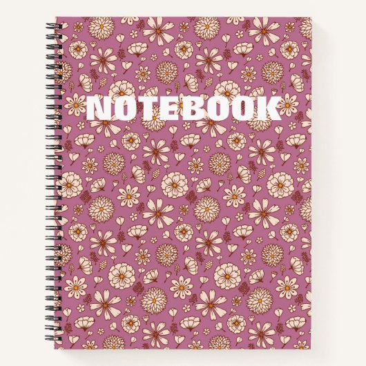 Naadloos bloempatroon maroon notitieboek (Voorkant)