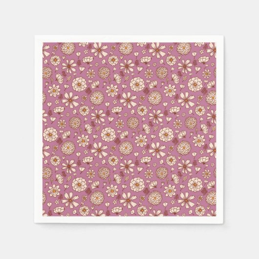 Naadloos bloempatroon maroon servet (Voorkant)