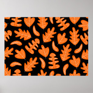 Naadloos bloempatroon met blad in stijl poster
