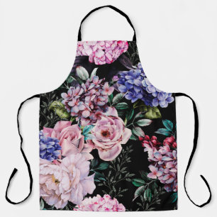 Naadloos bloempatroon met bloemen op de donkere ac schort