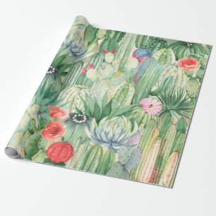 Naadloos bloempatroon met cactussen, succulenten e cadeaupapier