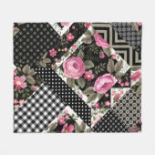 naadloos bloempatroon met geometrische vormgeving fleece deken (Voorkant (Horizontaal))