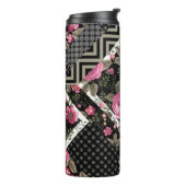 naadloos bloempatroon met geometrische vormgeving thermosbeker (Gedraaid links)