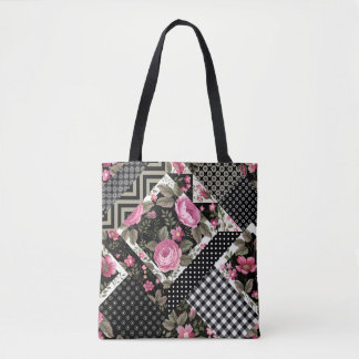 naadloos bloempatroon met geometrische vormgeving tote bag