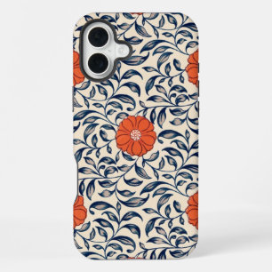 Naadloos bloempatroon met levendig oranje bloem iPhone 16 plus hoesje