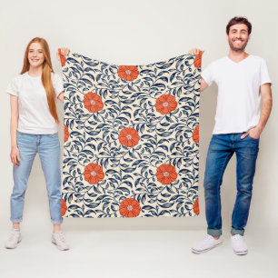 Naadloos bloempatroon met levendige oranje bloem fleece deken