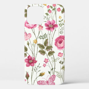 naadloos bloempatroon met rozen en vlinder Case-Mate iPhone case
