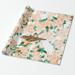 Naadloos bloempatroon met vogels cadeaupapier