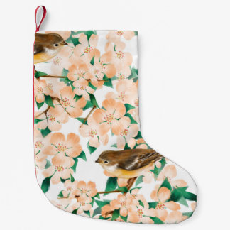 Naadloos bloempatroon met vogels kleine kerstsok