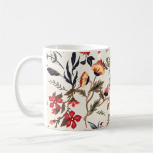Naadloos bloempatroon met vogels koffiemok