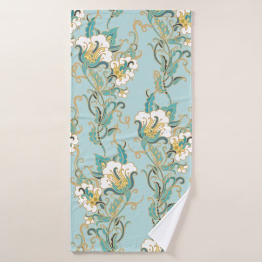 Naadloos bloempatroon met witte katoenbloemen badhanddoek (Badhanddoek)