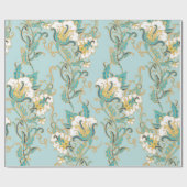 Naadloos bloempatroon met witte katoenbloemen cadeaupapier (Vlak)