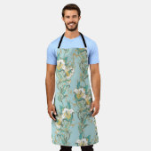 Naadloos bloempatroon met witte katoenbloemen schort (Gedragen)