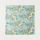 Naadloos bloempatroon met witte katoenbloemen wandkleed (Voorkant (horizontaal))