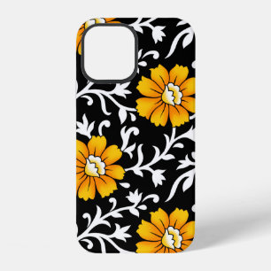 Naadloos bloempatroon met zwarte achtergrondart,b iPhone 12 hoesje