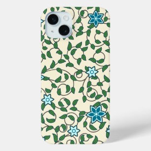 Naadloos bloempatroon op beige achtergrond iPhone 15 mini hoesje